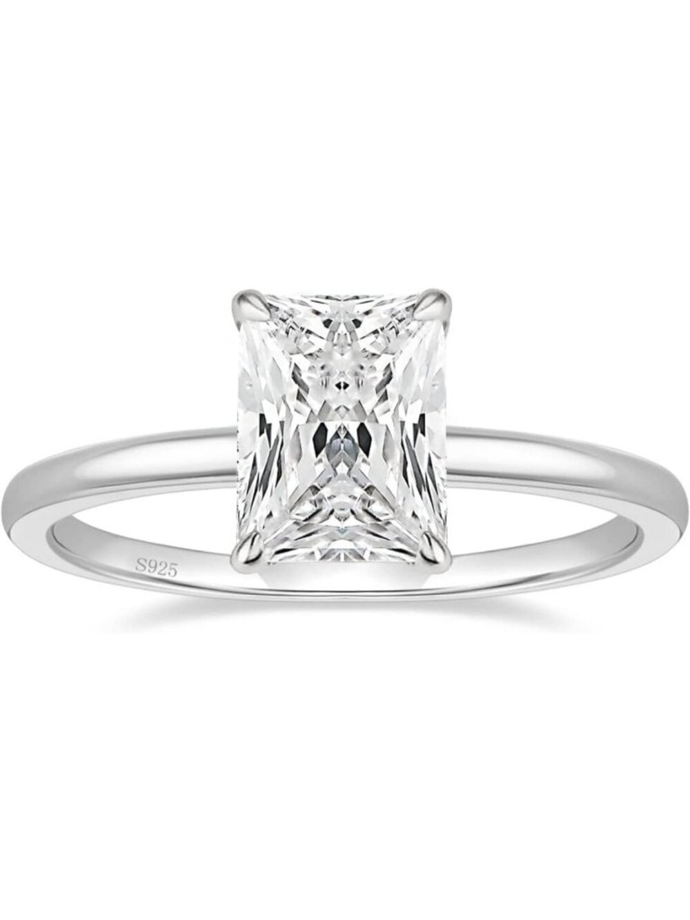 Radiant Cut 925 Sterling Silver Engagement Ring for Women - Elegant & Timeless